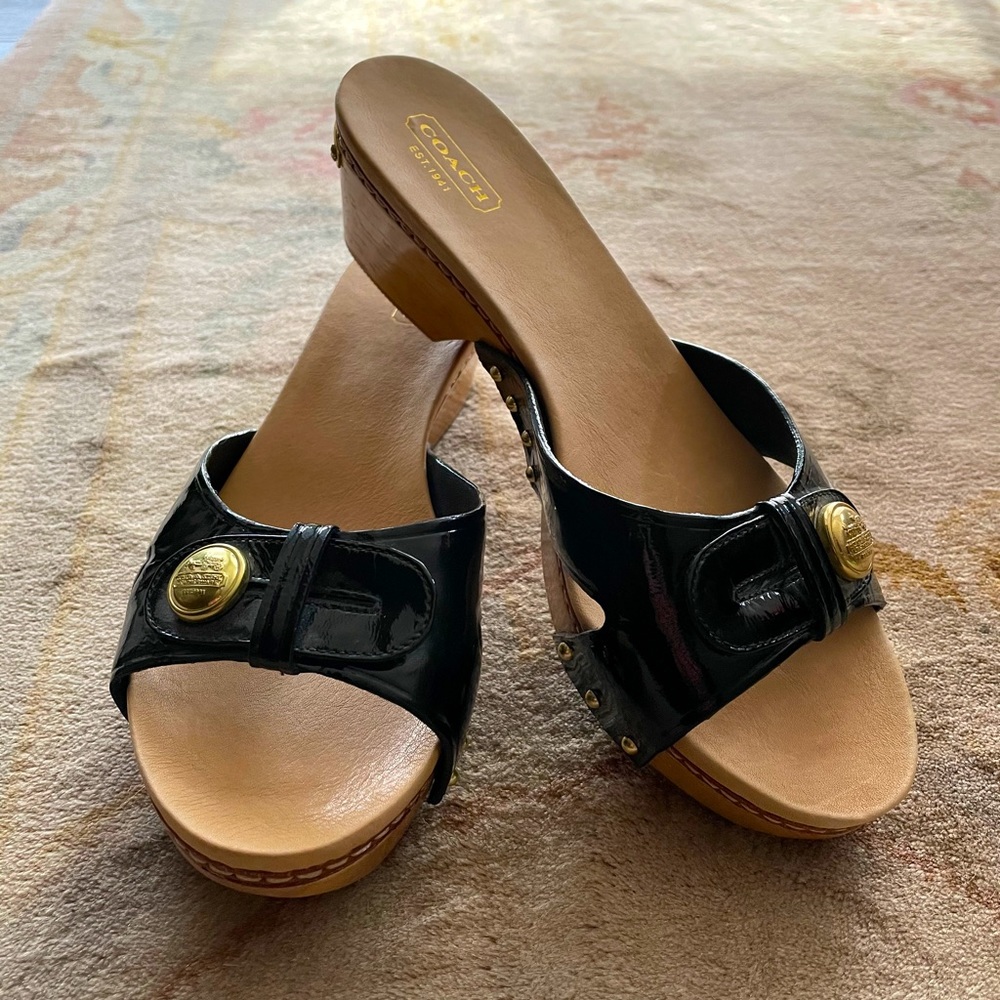 Gorgeous Coach wooden clogs